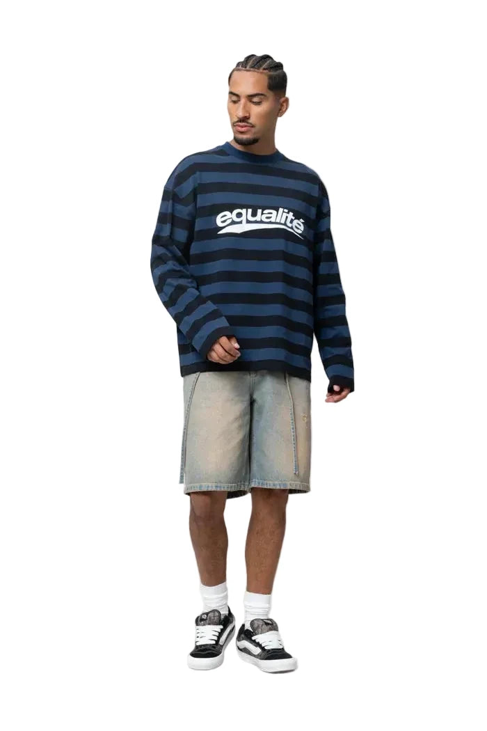 Equalité Axel Stripe Longsleeve Tee Black & Navy