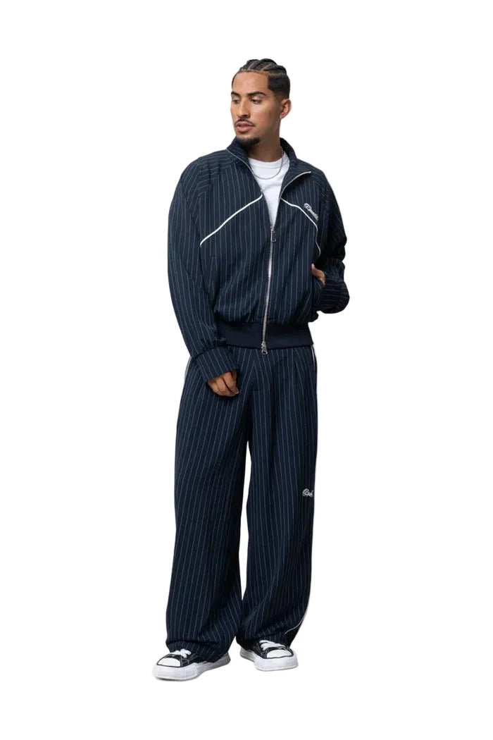 Equalité Lucien Track Jacket Navy Pin Stripe