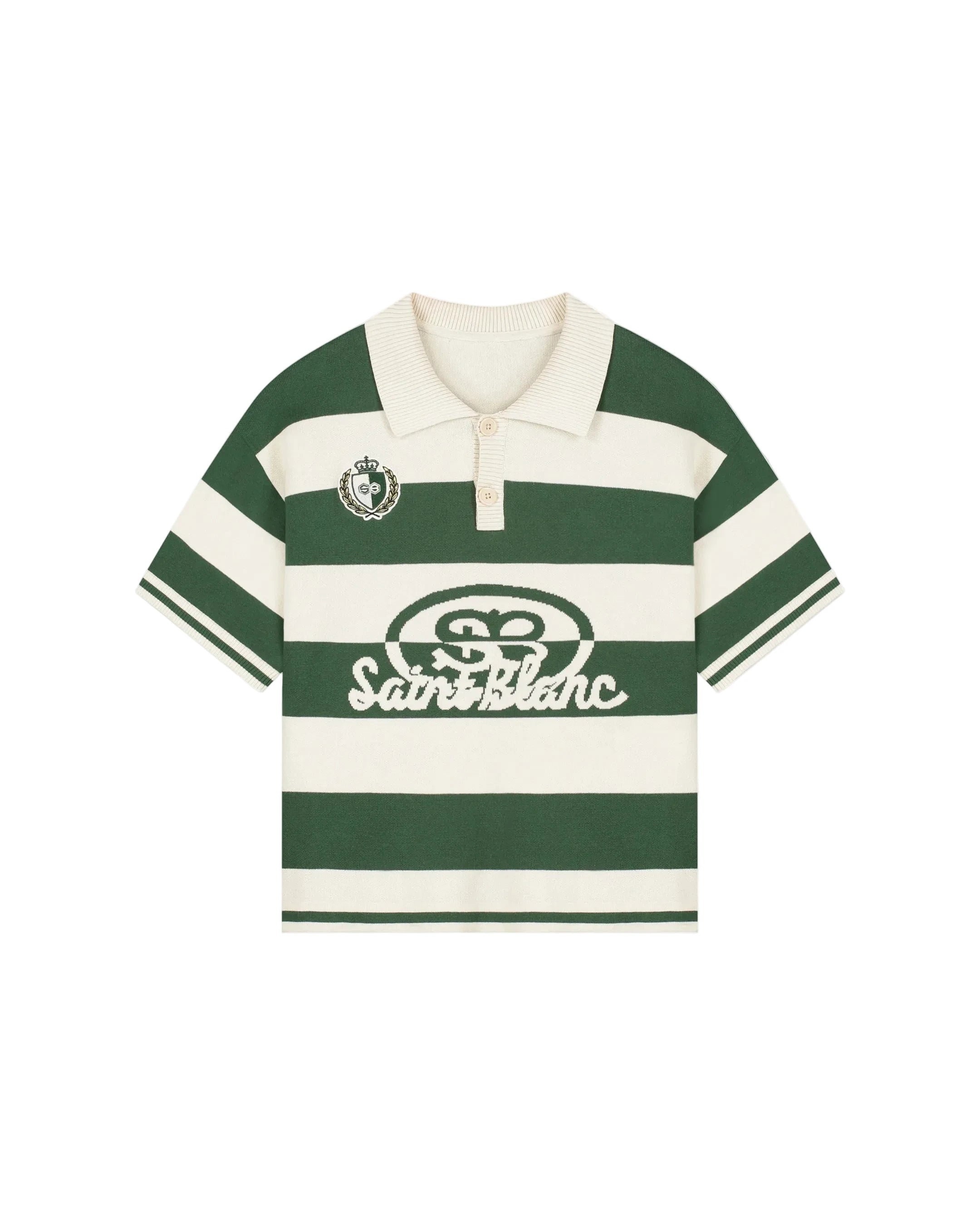 Saint Blanc Knitted Crest Polo Shirt Groen/Crème