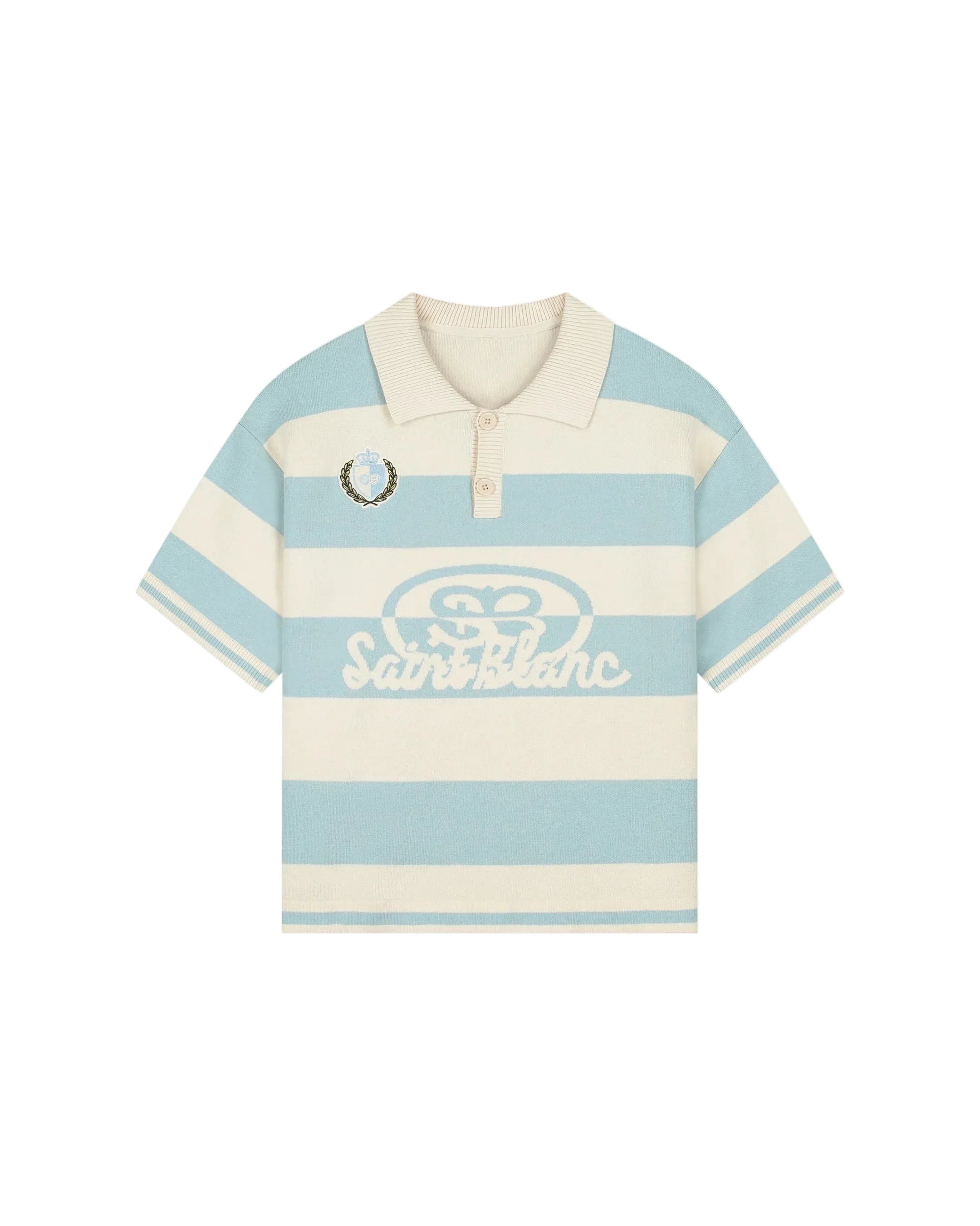 Saint Blanc Knitted Crest Polo Shirt Blauw/Crème