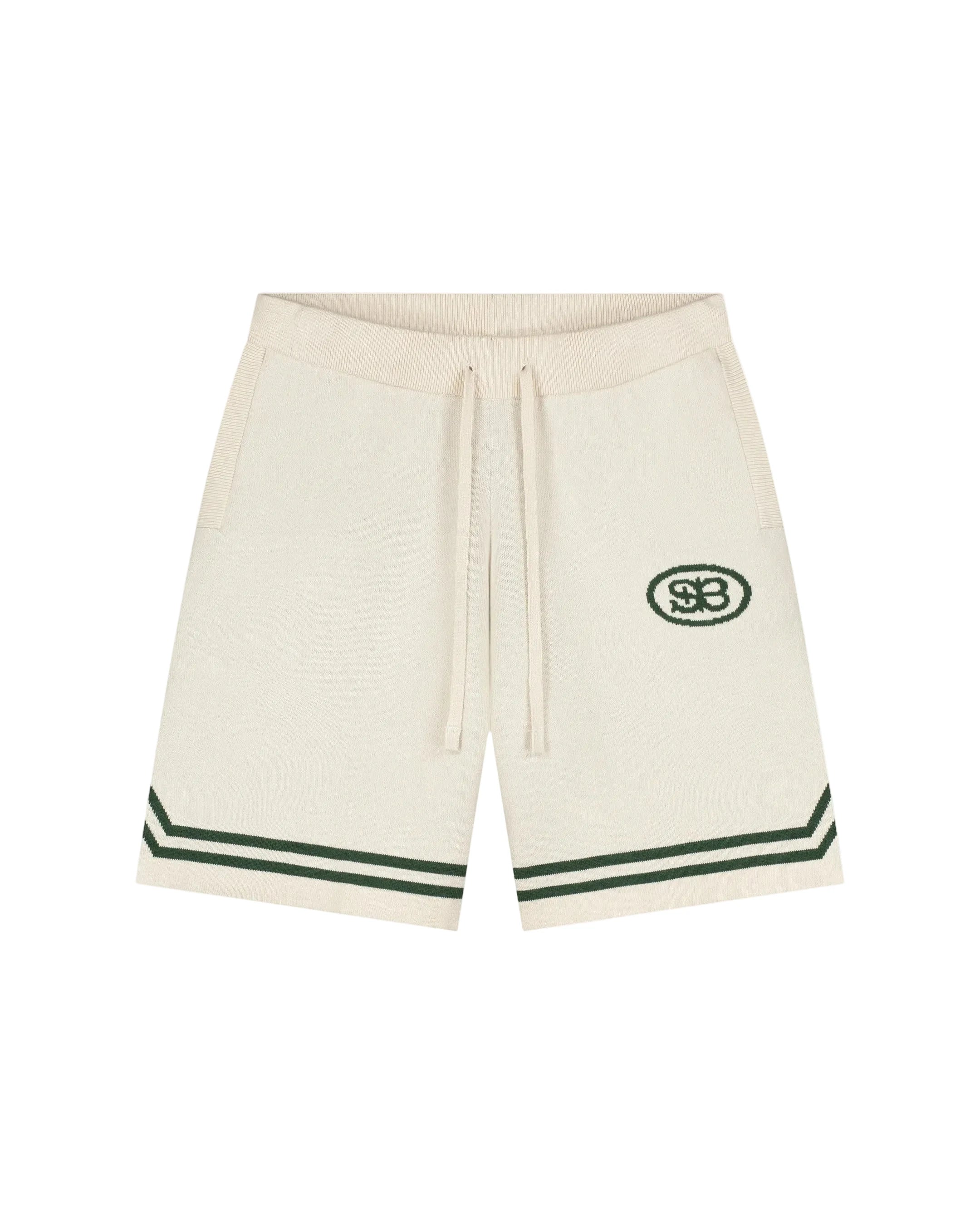 Knitted Crest Polo Short Groen/Crème