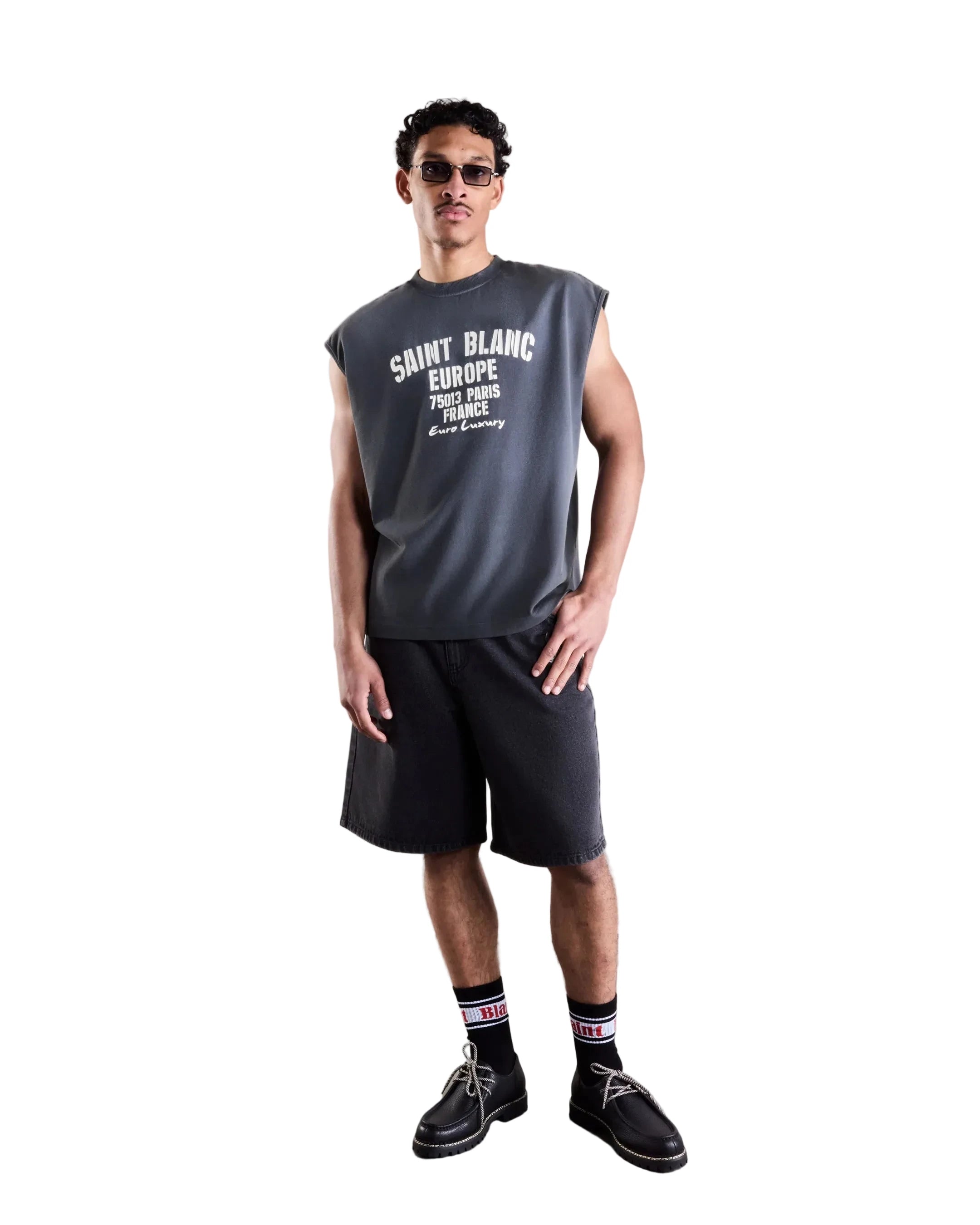 Saint Blanc Oval Logo Denim Short