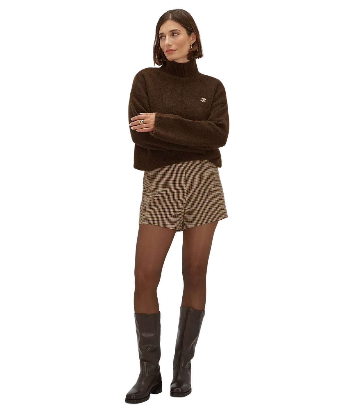 Josh V Damy Fitted Shorts Met Check Print